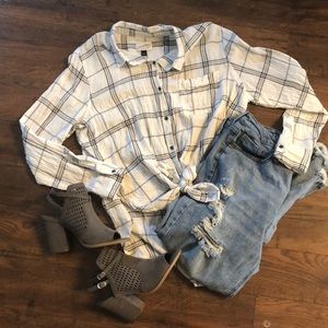 Plaid button down shirt!